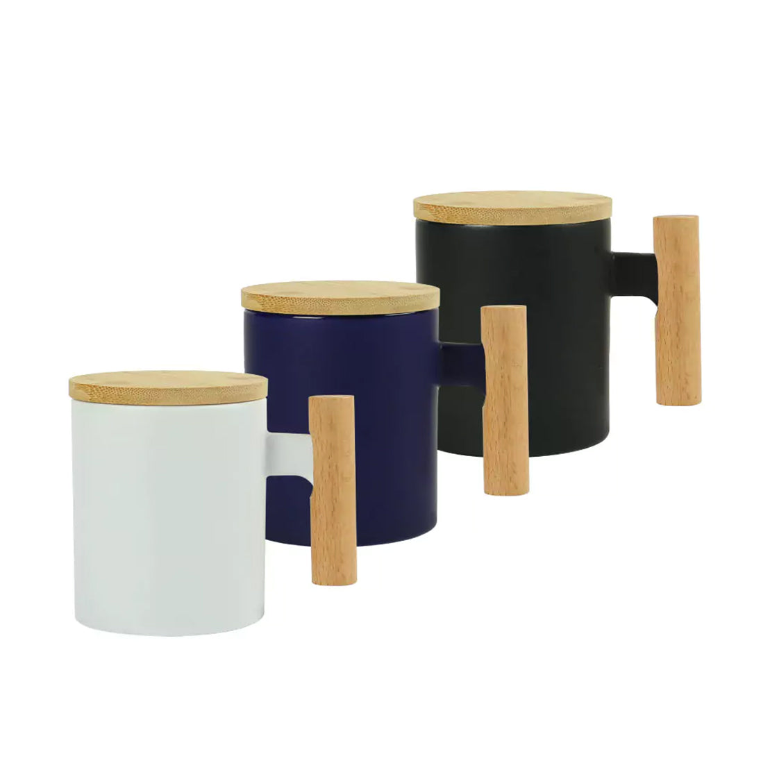 Coffee Mugs with Bamboo Handle and Lid 380ml