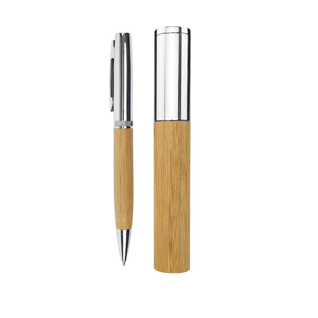Bamboo and Metal Pens with cover