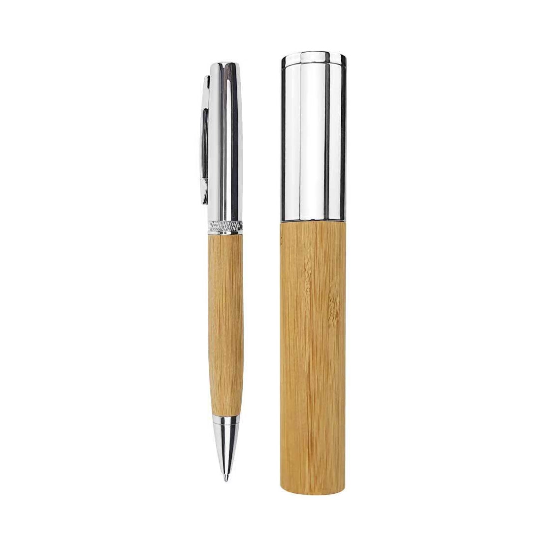 Bamboo and Metal Pens with cover