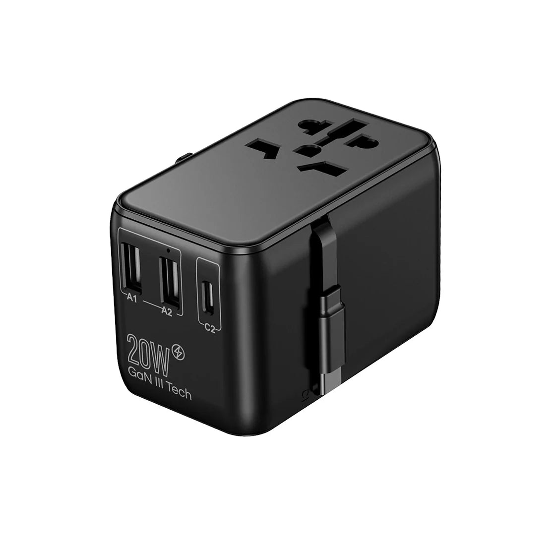 Travel Adaptor with Built in USB-C Cable