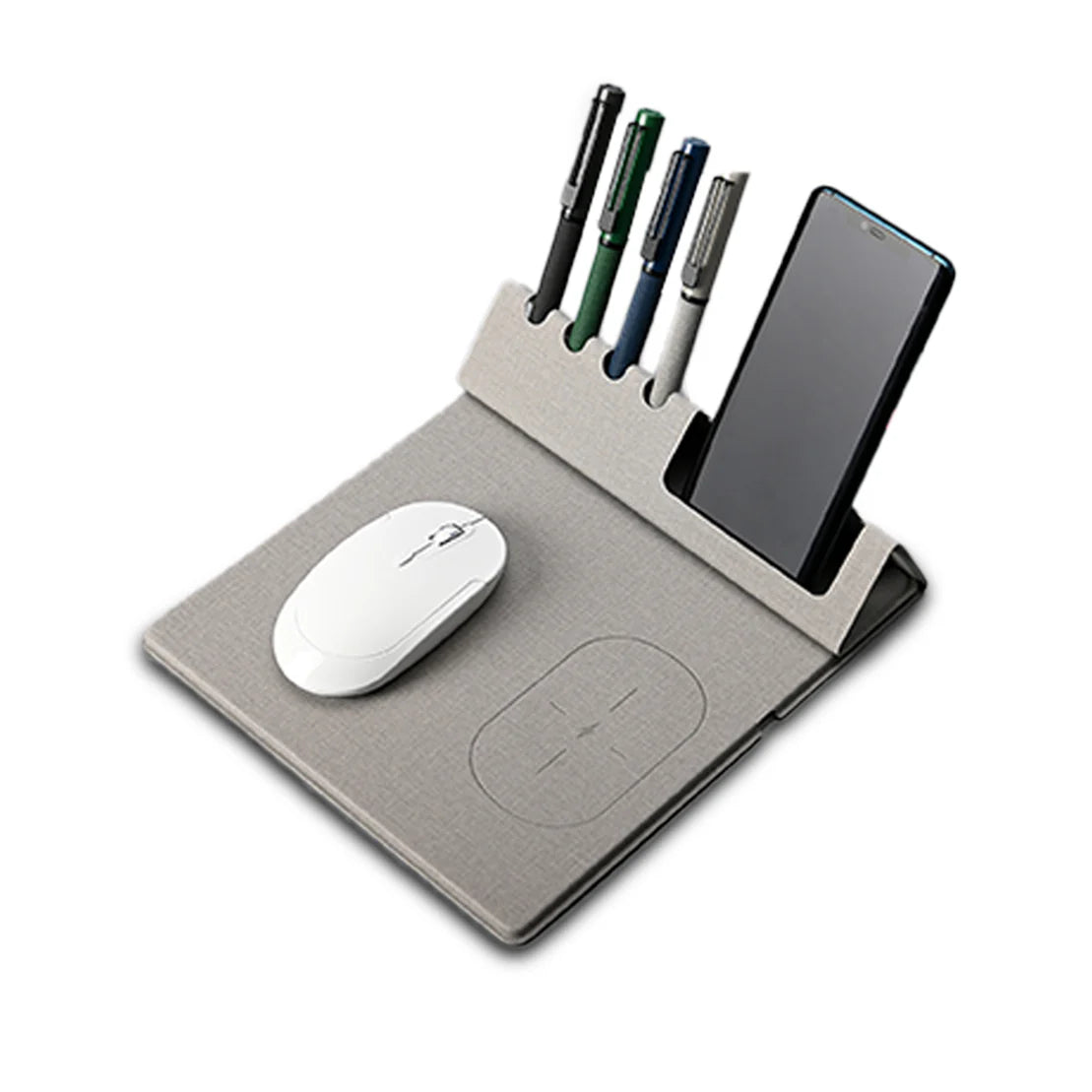 MOUSEPAD ORGANIZER –  With Bamboo Wireless Charger